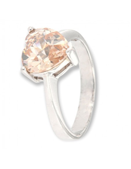 Anello Argento Rodiato Solitario Cuore Zircone [d58e3cce]