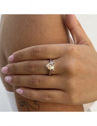 Anello Argento Rodiato Solitario Cuore Zircone [dfb9d70d]