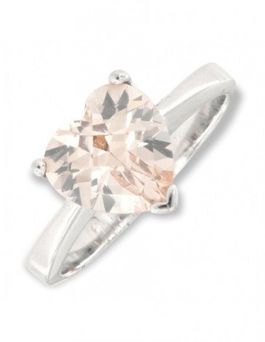 Anello Argento Rodiato Solitario Cuore Zircone [68a41609]