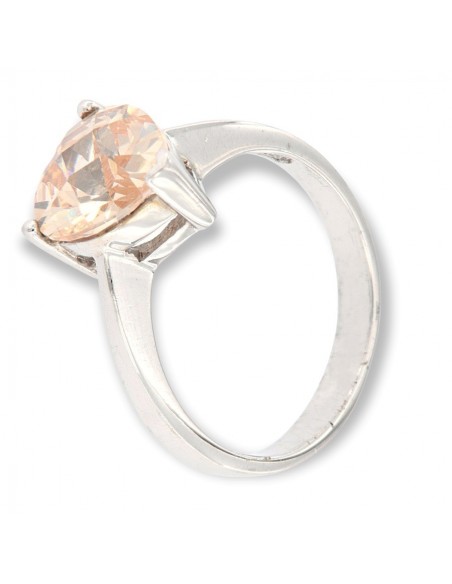 Anello Argento Rodiato Solitario Cuore Zircone [6df45117]