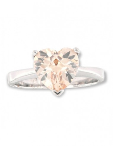 Anello Argento Rodiato Solitario Cuore Zircone [03cfd31e]