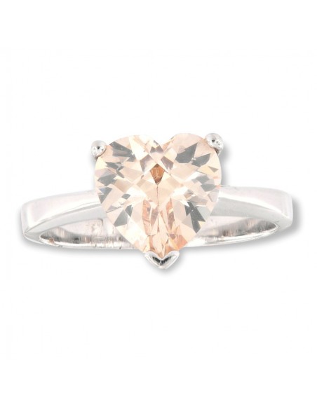 Anello Argento Rodiato Solitario Cuore Zircone [03cfd31e]