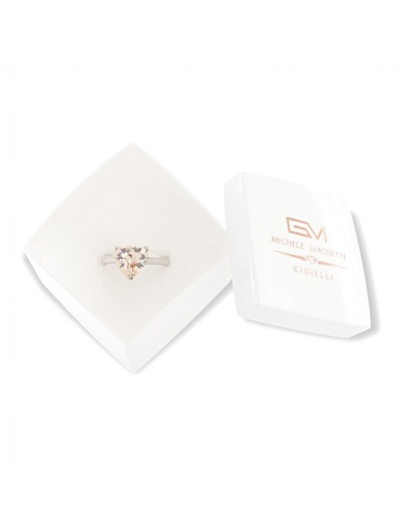 Anello Argento Rodiato Solitario Cuore Zircone [b4d2121a]