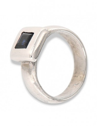 Anello Argento Rodiato Zircone Blu Quadrato [5bc9251a]