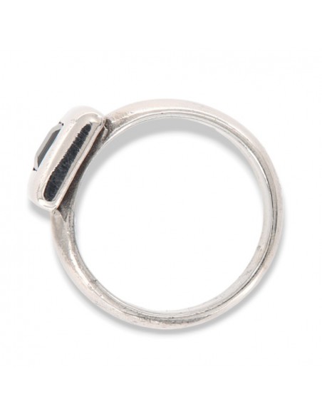 Anello Argento Rodiato Zircone Blu Quadrato [ecd4e41e]