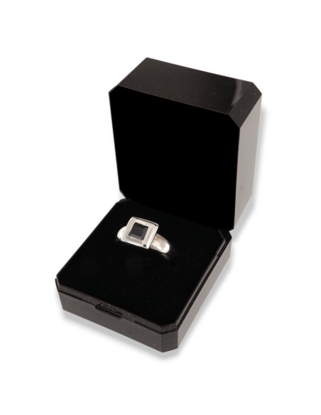 Anello Argento Rodiato Zircone Blu Quadrato [82ef6617]