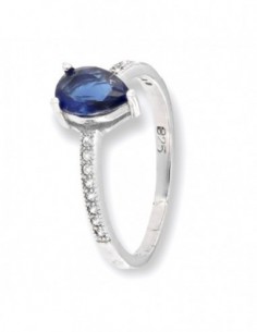 ANELLO ARGENTO ZIRCONE BLU GOCCIA ZIRCONI BIANCHI [bb02a306]