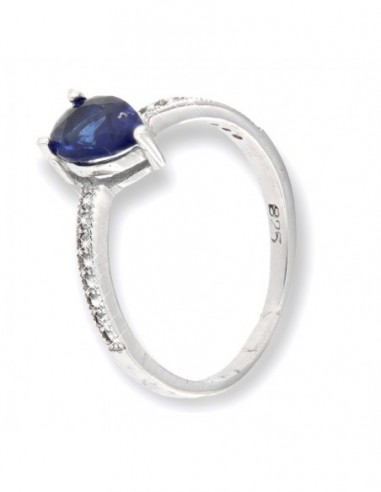 ANELLO ARGENTO ZIRCONE BLU GOCCIA ZIRCONI BIANCHI [cdd5a8d1]