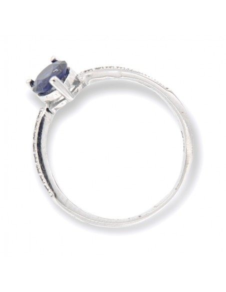 ANELLO ARGENTO ZIRCONE BLU GOCCIA ZIRCONI BIANCHI [334a901f]