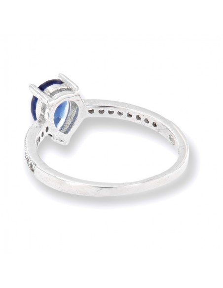 ANELLO ARGENTO ZIRCONE BLU GOCCIA ZIRCONI BIANCHI [7f982ecb]