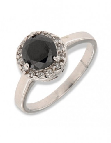 ANELLO ARGENTO ZIRCONE NERO 7MM E GIRO ZIRCONI [4420c1d3]