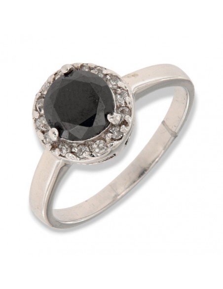 ANELLO ARGENTO ZIRCONE NERO 7MM E GIRO ZIRCONI [4420c1d3]