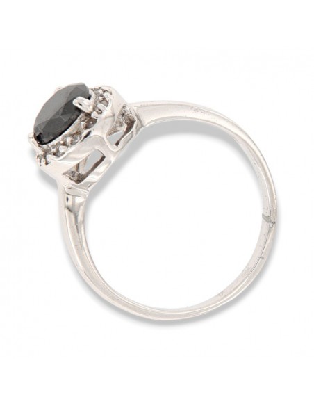 ANELLO ARGENTO ZIRCONE NERO 7MM E GIRO ZIRCONI [f66d47c9]