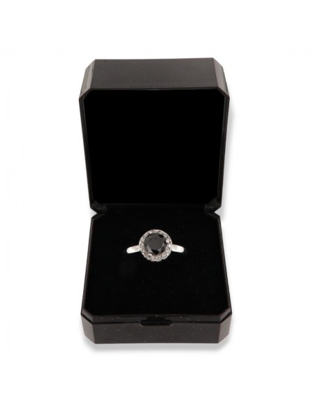 ANELLO ARGENTO ZIRCONE NERO 7MM E GIRO ZIRCONI [9856c5c0]