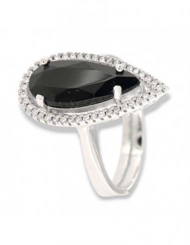 Anello Argento Rodiato Principessa Nera 7x17 [d539210f]