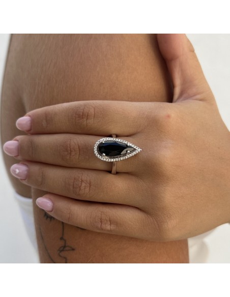 Anello Argento Rodiato Principessa Nera 7x17 [7491d8d6]