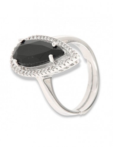 Anello Argento Rodiato Principessa Nera 7x17 [c6dc5ecc]