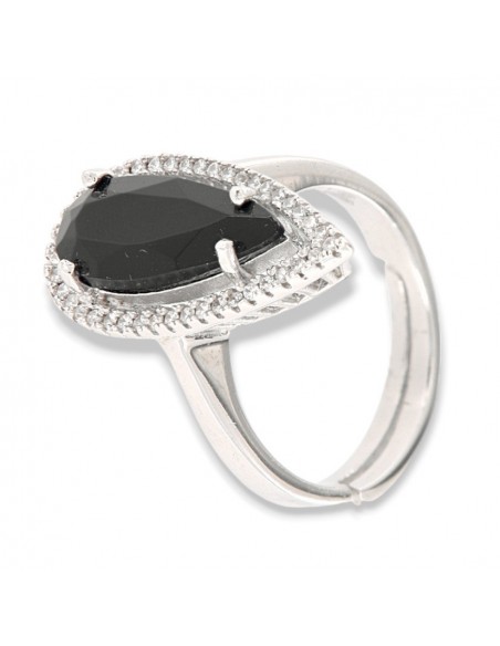 Anello Argento Rodiato Principessa Nera 7x17 [c6dc5ecc]