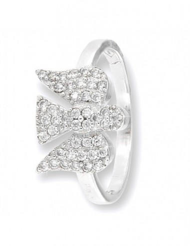 Anello Argento Rodiato Angelo Zirconi Pavè [b42b4c67]
