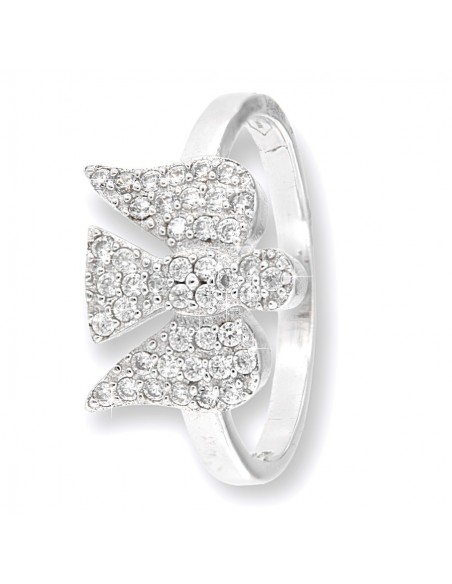 Anello Argento Rodiato Angelo Zirconi Pavè [b42b4c67]