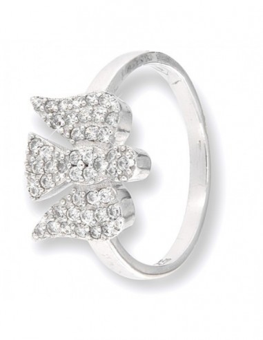 Anello Argento Rodiato Angelo Zirconi Pavè [ba85faa8]