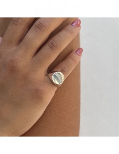 Anello Argento Rodiato Chevalier Scudo Tondo [b70061bd]