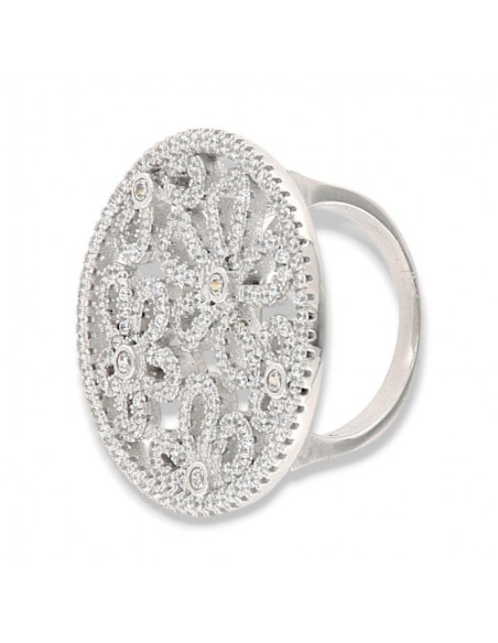 Anello Argento Rodiato Chevalier Fiori Zirconi [2a8e04d1]