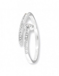 Anello Argento Rodiato Chiodo Curvo Con Zirconi [5eeb3749]