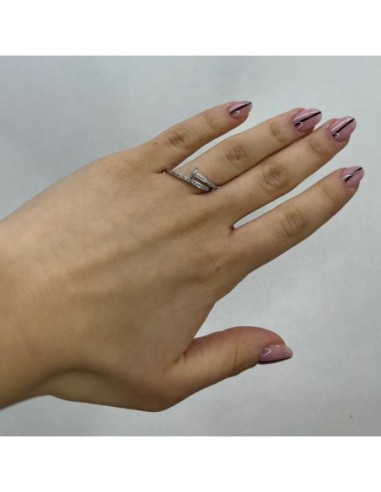 Anello Argento Rodiato Chiodo Curvo Con Zirconi [85c801b4]