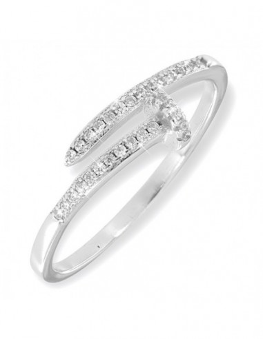 Anello Argento Rodiato Chiodo Curvo Con Zirconi [ebc995f2]