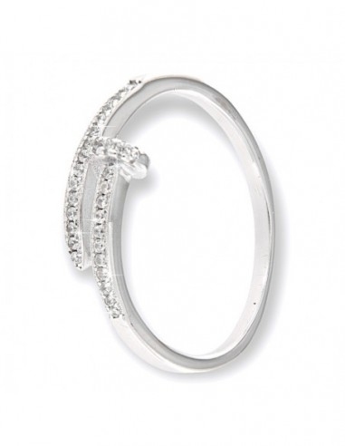Anello Argento Rodiato Chiodo Curvo Con Zirconi [ee99d2ec]