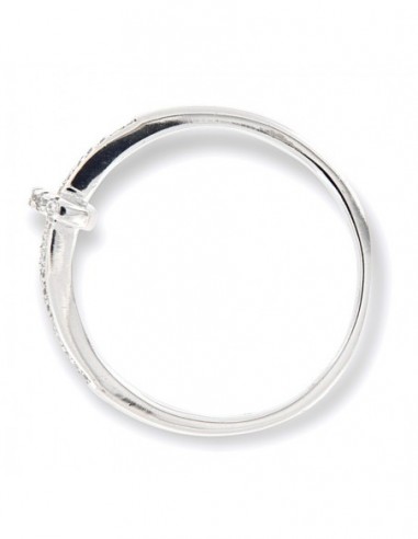 Anello Argento Rodiato Chiodo Curvo Con Zirconi [598413e8]