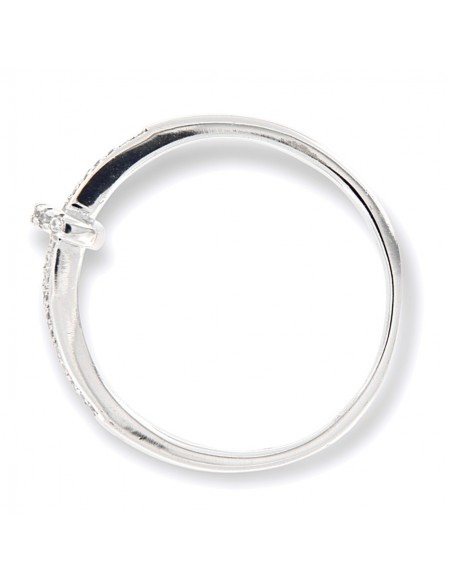 Anello Argento Rodiato Chiodo Curvo Con Zirconi [598413e8]