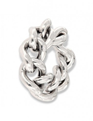 Anello Argento Rodiato Grumetta Maglia Cubana [61bcd051]