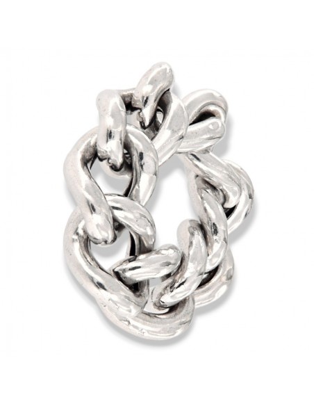 Anello Argento Rodiato Grumetta Maglia Cubana [61bcd051]
