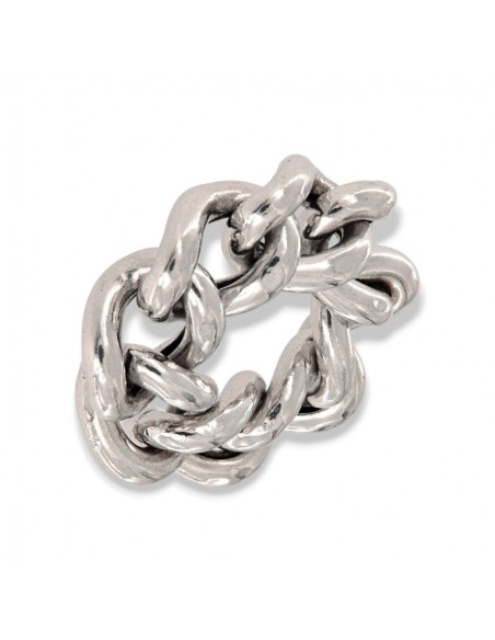 Anello Argento Rodiato Grumetta Maglia Cubana [d6675de4]