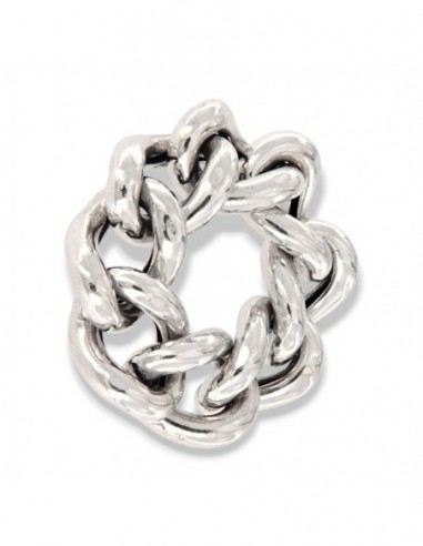 Anello Argento Rodiato Grumetta Maglia Cubana [d3371afa]