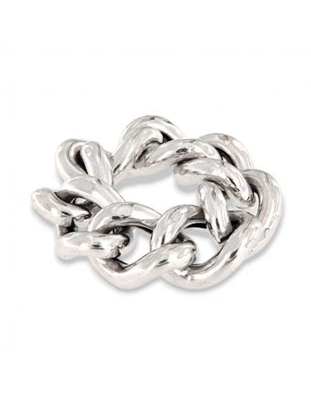 Anello Argento Rodiato Grumetta Maglia Cubana [bd0c98f3]
