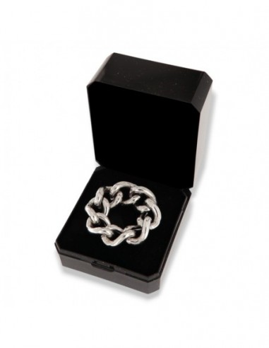 Anello Argento Rodiato Grumetta Maglia Cubana [0a1159f7]