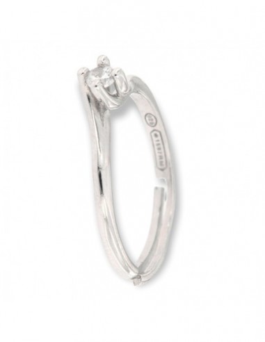 Anello Argento Rodiato Solitario Zircone 3 MM [eca6b153]
