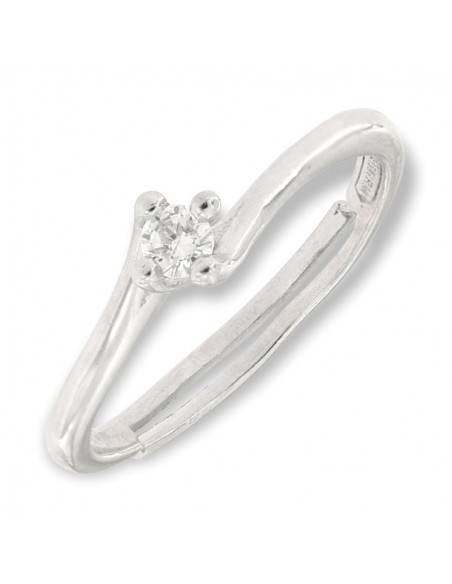 Anello Argento Rodiato Solitario Zircone 3 MM [4e3f87f2]