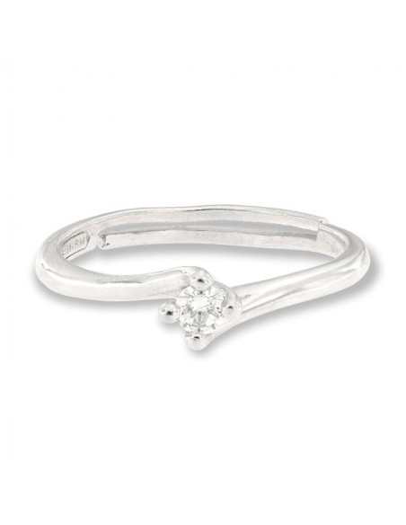 Anello Argento Rodiato Solitario Zircone 3 MM [4b6fc0ec]