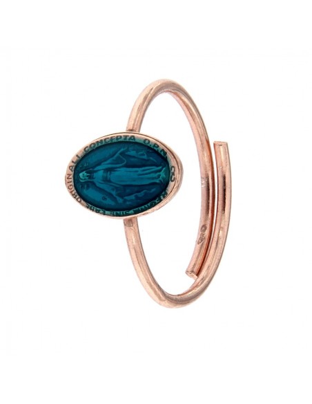 ANELLO ARGENTO ROSA MADONNA MIRACOLOSA CELESTE [5b0c6d96]