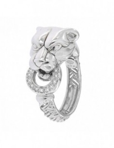 Anello Argento Rodiato Pantera Liscia Con Zirconi [3067a881]