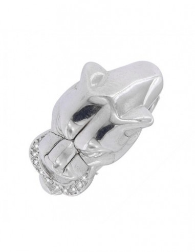 Anello Argento Rodiato Pantera Liscia Con Zirconi [f9a5ea2e]