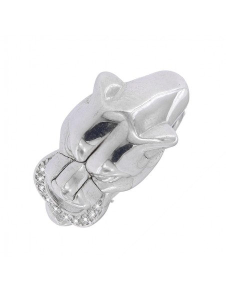 Anello Argento Rodiato Pantera Liscia Con Zirconi [f9a5ea2e]