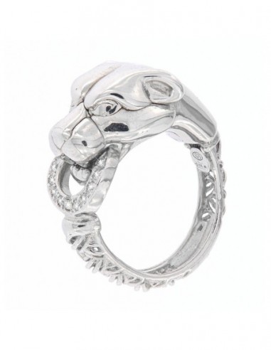 Anello Argento Rodiato Pantera Liscia Con Zirconi [4eb82b2a]
