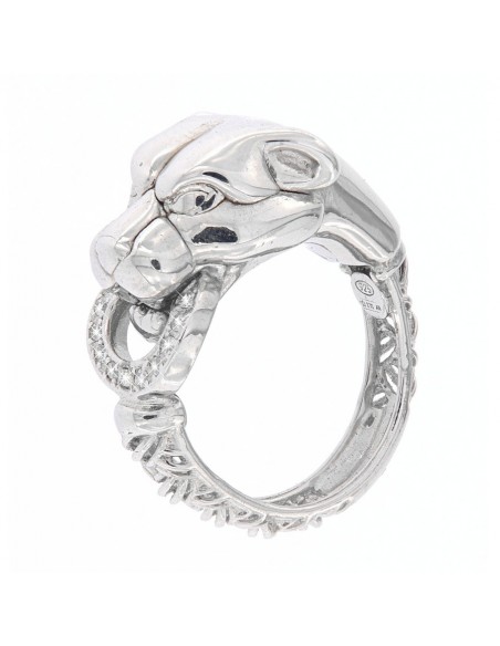 Anello Argento Rodiato Pantera Liscia Con Zirconi [4eb82b2a]