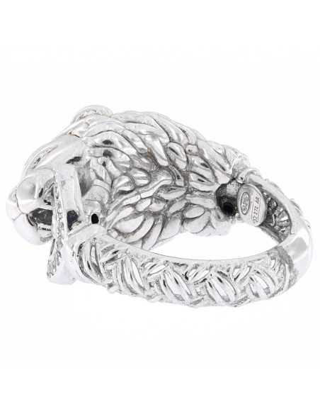 Anello Argento Rodiato Leone Liscio Con Zirconi [7b597531]