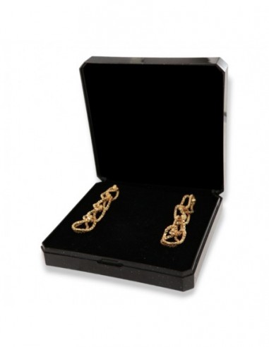 Orecchini Argento Dorato Pendente Maglia Veneziana Intrecciata [acd62303]